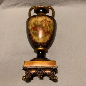 Vintage Art Deco Ceramic Heavy Pottery Wall Vase With Fruit Decor